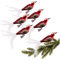 com-four® 6X Vogel auf Clip - glänzende Vögel mit Langen, weißen Schwanzfedern - Zierschmuck für die Wohnung - Raumdeko mit kleinen Pailletten