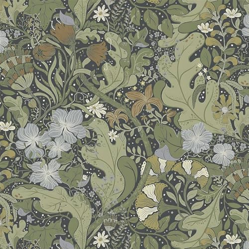 Timeet Selbstklebende Tapete Blau Marineblau 41x300cm Klebefolie Muster Blätter Möbelfolie Selbstklebend Blumen Reben Botanisch Wasserdichte Möbelaufkleber Vinyl Folie für Möbel, Küche, Schlafzimmer