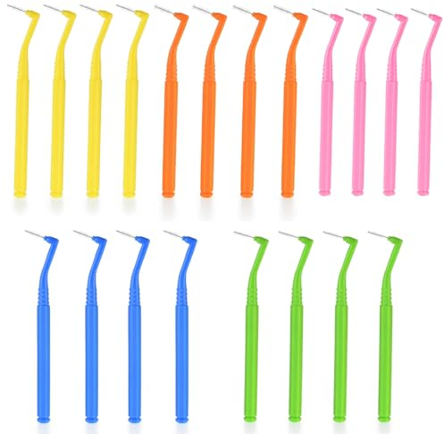AEIOPRS 20 pcs Cepillos Interdentales Empujar-tirar Cepillos Interdentales Cepillo interdental en forma de L Impieza Dental Cuidado Bucal