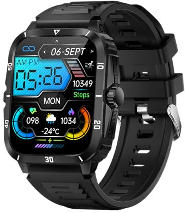Smart Watch with 1.96 Large Display with Heart Rate, Blood Pressure, Oxymeter, Sleep Monitor, Multi Sport Fitness Activity Tracker Smartwatch, IP67 Waterproof for iOS & Android (Sport Black)