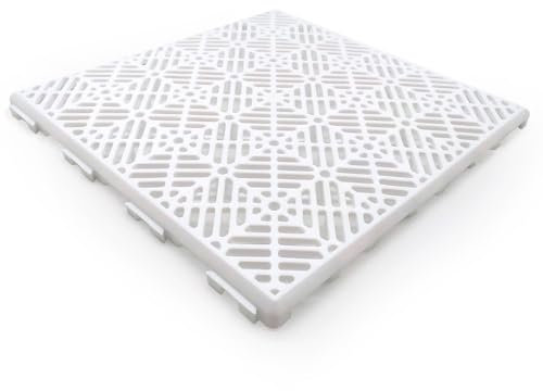 ANTIHUMEDADES Pack Ahorro 12 losetas autoventiladas (1m² Aprox. -Blanco) 30x30x1,5cm - Suelos Piscinas, terrazas, tarima Flotante, césped Artificial, macetas, perreras, trasteros