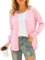 Yommay Cardigan à manches longues doux basique col en V boutonné léger en tricot solide et élégant pour femme, A01-rose., 3XL Grande taille