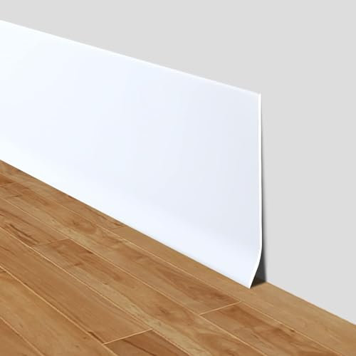 Generico PVC Semiflessibile Battiscopa, Inattaccabile da Muffe, Tarli e Parassiti, Vendita a Metro Otto varianti tonalità/colore (BIANCO)