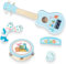 WOODENFUN Kinder Gitarre für Mädchen, Holz Musikinstrumente Spielzeug mit Ukulele, Tamburin, Maracas, Harmonika, Mini Band Sets für Kleinkinder 2 3 Jahre alt Geburtstagsgeschenk(Blau)