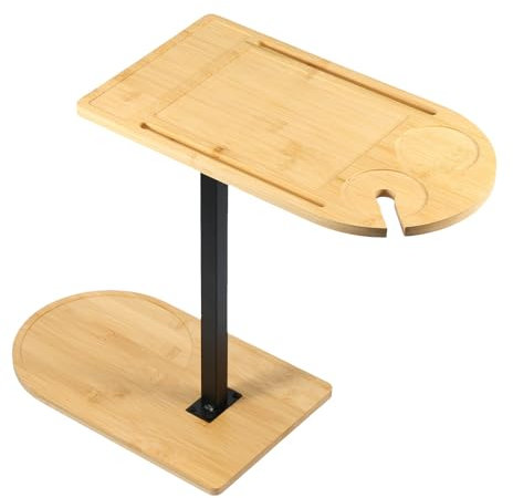 Sutowe Table d'appoint en forme de C rotative à 360 ° - Hauteur réglable de 42 à 78 cm - Table de chevet avec emplacements pour téléphone - Plateau de baignoire pour chaise inclinable et chambre à