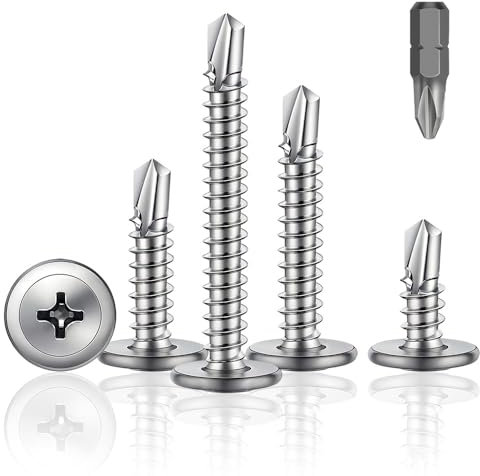 HXJDAM 150 Pcs Vis Autoforeuse Metal 4,8x19MM Vis Autoforeuse Inox 410 vis autoforeuse inox, de Perçage - Rapides pour Bois, Tôle & Plastique