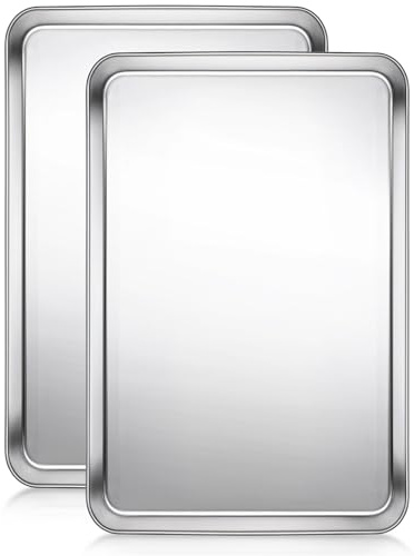 Terlulu Teglia da forno, teglia per biscotti, teglia in acciaio inox, 2 pezzi, 40 x 35 x 3 cm, grande teglia per forno, teglia da forno per cottura e arrosto, antiaderente e atossico e facile da