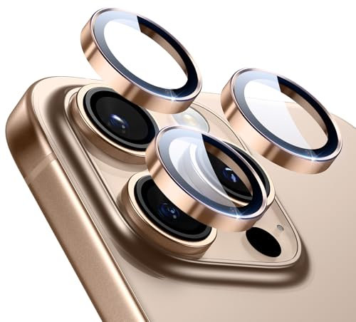 ESR Protectores Lentes de Cámara para iPhone 16 Pro Max/16 Pro/15 Pro Max/15 Pro/14 Pro Max/14 Pro, Protectores Individuales, Resistente Cristal Templado HD, Serie Armorite, 1 Unidad, Color Desierto