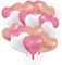 24 Stück Herz Luftballon, Luftballons Rosa, Herz Folienballon, Herzballons Hochzeit Rosa Weiß Gold, Heiratsantrag Herzluftballons, Herzluftballons für Party, Herz Helium Luftballons