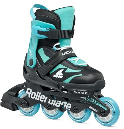Rollerblade MICROBLADE, Inline-Skates für Kinder, Unisex Urban Inliner, Schwarz/Hellblau, 36.5-40.5