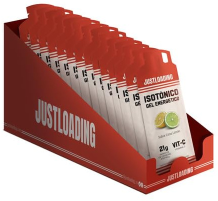 JustLoading Gel Isotónico sabor lima limón con agua de mar – 21 g carbohidratos, electrolitos y Vitamina C – Hidratación y energía – Sin gluten, sin azúcares añadidos – Pack 14 × 60 g