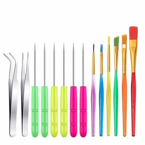 14 Pcs Cookie Decorating Tools Set Fondant Cake Decorating Brushes Scribe Cookie Tool Sugar Stir Needle Baking Elbow and Straight Tweezers for Sprinkles Decorating Supplies for Cookie Fondant