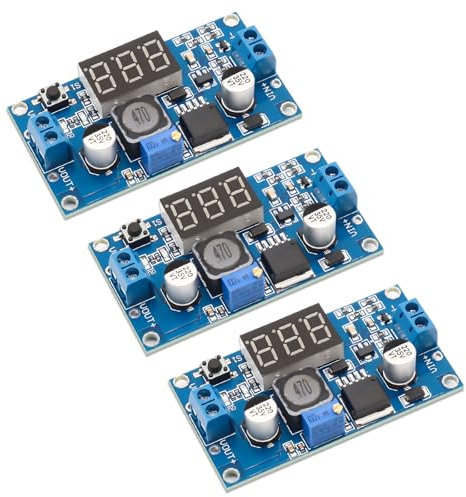 3 Stück Step Down Converter, QIQIAZI Buck-Converter Modul, DC DC Wandler Spannungsregler für 4-40V zu 3,3-24V mit 3-stelliger Digitalanzeige