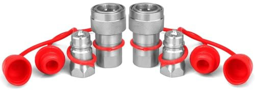 RODISHOMM Pioneer - Accouplements hydrauliques 1/2 Ag avec bouchons anti-poussière - Style ISO 5675 - Coupleurs hydrauliques pour tracteurs