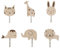 Bekecidi 6 ganchos de madera para abrigos de animales, ganchos decorativos de pared para habitación de niños, decoración de guardería, elefante, ballena, gato, león, conejo, jirafa en forma de animal