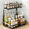 Yolispa Küchen Schrank Organizer 2 Etagen, Höhenverstellbar Unterschrank Organizer Regal Waschbeckenunterschrank mit 2 Schiebeschublade, Küchenregal Schrank Organizer für Badezimmer Küche