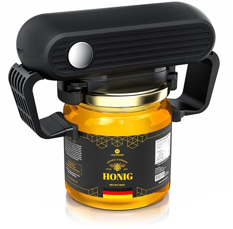 Arendo Automatischer Glasöffner, Elektrischer Deckelöffner für versiegelte Gläser (3,5–10 cm), Jar Opener, freihändiger Schraubdeckelöffner, Küchenhelfer für Senioren