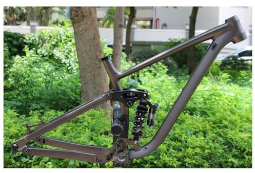 HSIRYAOHD 27,5/29er Fahrrad Federung Rahmen Reise 155mm 15,5/17/18 Downhill Mountainbike Rahmen Scheibenbremse Thru Axle Boost Rahmen mit Schocks (Titan, 15,5)