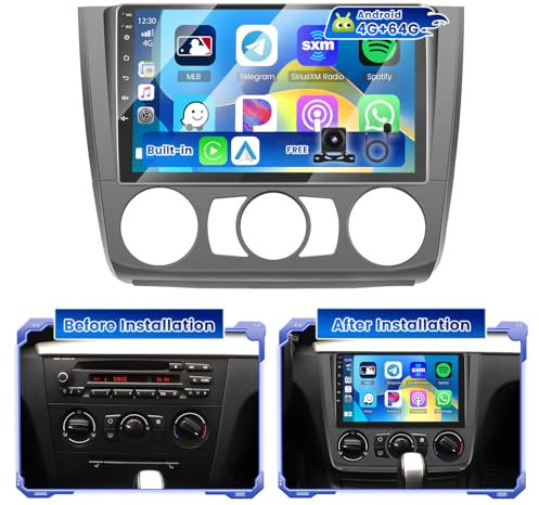 Hikity 4+64G Android 15 Radio Coche para BMW Serie 1 E81 E82 E87 E88 2004-2012 con Pantalla Táctil de 9 Pulgadas, Radio 2 DIN con Carplay Android Auto inalámbrico FM/RDS Radio BT GPS WiFi + Cámara+Mic