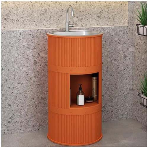 RDIAYDN Grand Lavabo sur Colonne, Style Industriel Meuble Vasque Salle De Bain avec éVier Robinet, Lavabo De Salle De Bain sur Colonne, pour Bars Et Restaurants,Orange