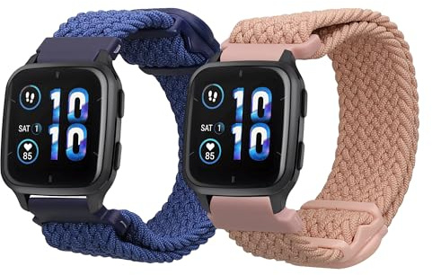 kwmobile 2x Uhrenarmband für Garmin Venu Sq 2 Music/Sq 2 / Vivoactive 6 / Vivoactive 5 Armband - Fitnesstracker Band Set aus Nylon - Ersatzarmband Smartwatch