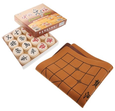 Abaodam Schachbrett aus Holz im Chinesischen Stil mit Faltbarem Brett und Schachfiguren für Reisen und Spiel Set mit Schachtel für Junge Mädchen und Elternteil
