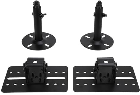plplaaoo Speaker Stand Wall Mount Ceiling Mount Bracket Heavy Duty Adjustable Telescopic Rod for Home Theater Studio Bookshelf Surround Sound Speakers Sturdy Iron Construction Black Pair