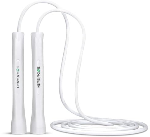 HEREROPE Adjustable 5mm PVC Jump Rope for Fitness, Durable Skipping Rope with Unbreakable Handles, Spare Rope, Non-Kinking Jump Ropes for Men & Women Training