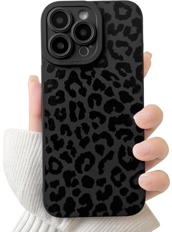 NITITOP for iPhone 12 Pro Max Case Cute Leopard Print - Black | for Women Girls Men Boys, Aesthetic Cheetah Pattern Design, Full Camera Protective, Soft Shockproof Phone Cover