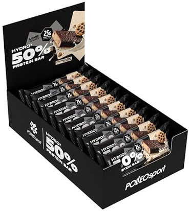 Polleo HydroX 50% Protein Bar, 25 g Protein pro Riegel, Extra Soft, Wenig Zucker, High-Protein-Snack (20 x 50 g, Chocolate)