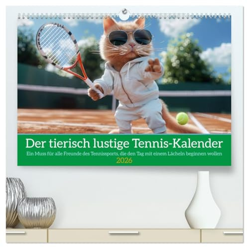 Der tierisch lustige Tennis-Kalender (hochwertiger Premium Wandkalender 2026 DIN A2 quer), Kunstdruck in Hochglanz: Ein Muss für alle Freunde des ... Lächeln beginnen wollen (CALVENDO Sport)