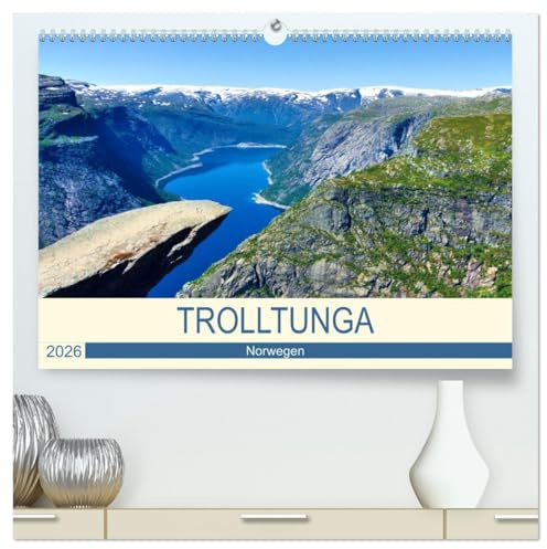 Trolltunga (hochwertiger Premium Wandkalender 2026 DIN A2 quer), Kunstdruck in Hochglanz: Eine anspruchsvolle Wanderung mit einer einzigartigen Aussicht. (CALVENDO Natur)