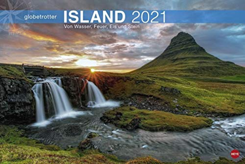 Island Globetrotter -Von Wasser, Feuer, Eis und Stein - Reisekalender 2021 - Foto-Wandkalender mit Monatskalendarium - Format 58 x 39 cm