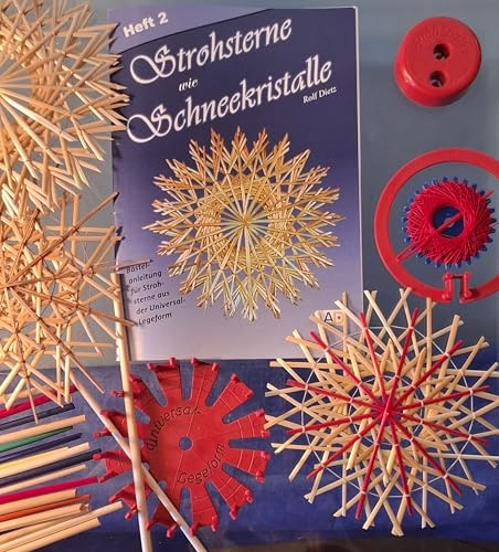 Strohsterne Bastel-Set 2, neu: 2025, Wunderschöne .. große .. nostalgische Strohsterne 24er und 12er Sterne aus der Universal-Legeform (10cm)