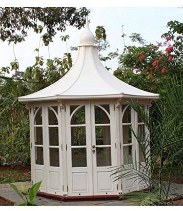 Gartenhaus Leeds Gazebo Mahagoni Holzhaus Geräteschuppen Blockhaus weiß
