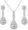 Clearine Cubic Zirconia Schmuckset Damen 925 Sterling Silber Hochzeit Braut mit Unendlichkeit Tropfen Anhänger Halskette Dangle Ohrringe Schmuck Set