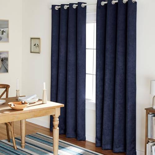 Exclusive Home Curtains Town & Country Everyday Oxford Ösenvorhang, 1 Paar, Polyester, Navy, W 52 x L 108 (2 Panels), 2