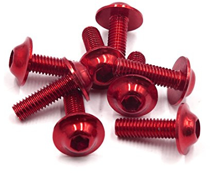 Sourcingmap Lot de 8 boulons de carénage M6 x 20 mm pour plaque d'immatriculation de moto - Rouge