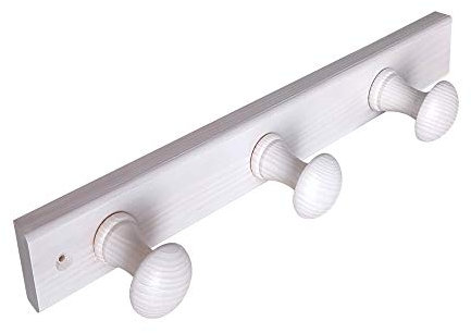 PERCHA Pared 3 Pomos madera pino decapé blanco 356 X 50 X 72 MM