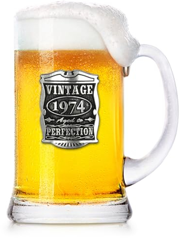 English Pewter Company 1 Pint Vintage Years 1975 50th Birthday or Anniversary Beer Mug Glass Tankard - Unique Gift Idea for Men [VIN031]