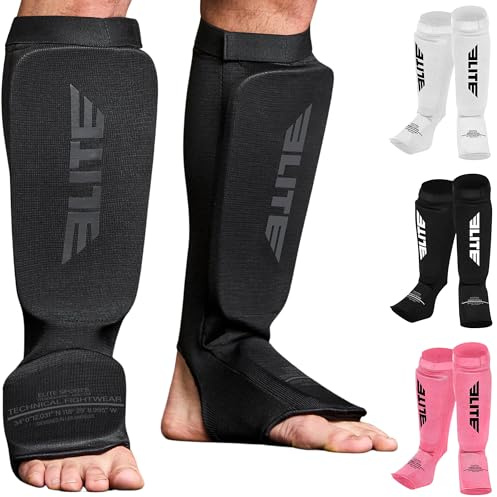 MMA Shin Pads for Muay Thai and Kickboxing, Protective Shin Guards with Instep Guard for Sparring and Training, for Adults, Kids, and Youth