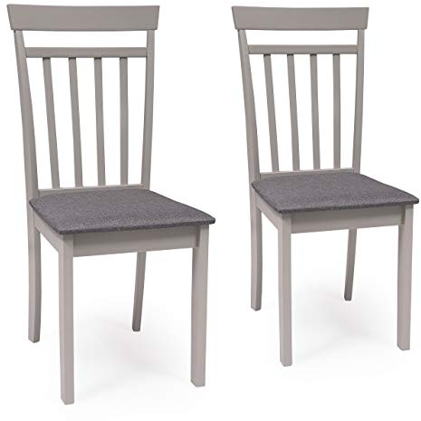 Homely | Pack 2 sillas Comedor Kansas | Estructura Madera lacada | Asiento Tela tapizado Gris | diseño Moderno, Sencillo | sillas para Comedor, salón, Cocina | Color Gris