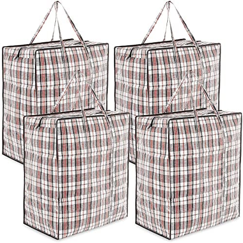 Deco Express Storage Bag, Jumbo Travel Organizer Tasche mit stabilem Reißverschluss und Griffen, große garment bag, vielseitige klamotten aufbewahrung Tasche, 76 x 59 x 24 cm, 4er-Pack