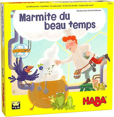 HABA - Marmite du Beau Temps - Jeux de société - Jeu de Course et mémoire coopératif - 4 Ans et Plus- 305516, Bleu/Blanc