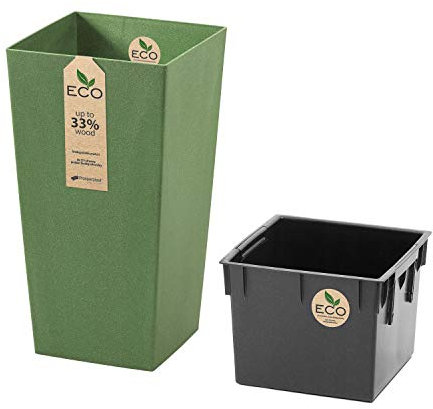 Pflanzgefäss mit INSERTO Prosper URBI ECO Square grüne Farbe L 26.6 26.5 x 26.5 x 50 cm