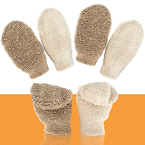 Gant de Crin, 4 Pcs Gant Exfoliant Lavable,Gant de Toilette Exfoliant Convient à Tous les Types de Peaux, Gant Gommage Corps Pour Enfant Adult Femme et Homme