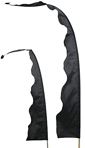 DEKOVALENZ Tessuto per Bandiera Balinese Wave con Punta a Forma di Cuore, Diversi Colori e Lunghezze, Lunghezza:3 Meter, Colore:Nero