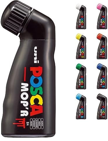 POSCA - Uni Mitsubishi Pencil - Marqueur MOP'R - Pointe Ronde XXL 3-19 mm - Forme Ergonomique, Corps Semi-Rigide - Marqueur Peinture À Base d'Eau - Tout Support - Noir