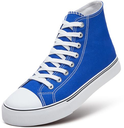 ZGR Herren High Top Canvas Sneakers Schnürschuhe Klassisch Casual Walking Schuhe, Blau, 46 EU