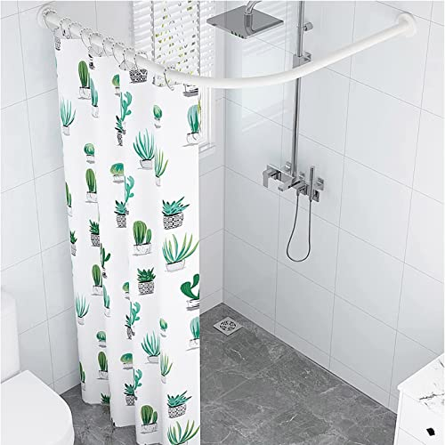 Ausziehbare Duschvorhangstange kein Bohren Gebogene Duschvorhangstange L-Form verstellbare Duschstange für Duschvorhang für Badezimmerecke,Weiß,70 to 95x90 to 130cm